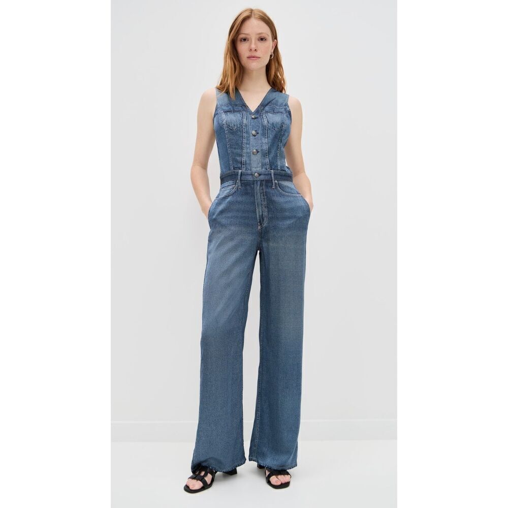 New $388 RAG & BONE Women's Blue Miramar Satin Sleeveless Jumpsuit size 8